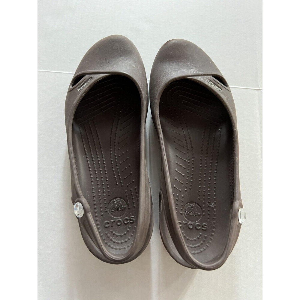 Crocs Olivia Sandal Womens 9M Rhinestone Slingback Ballet Flats Comfort Brown - Picture 7 of 7